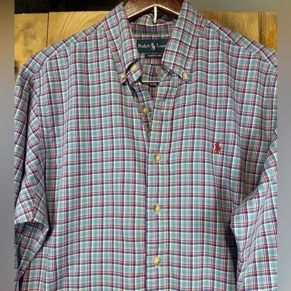 Ralph Lauren Long Sleeve Plaid Button Down Shirt Classic Fit Menswear L - Picture 9 of 9